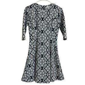 Cato Black & White Fit and Flare Dress - Size Women’s 6 - 3/4 Sleeve